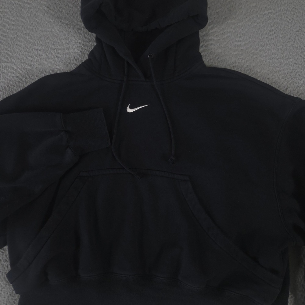 Nike Hoodie Womens XS Black Over-Oversized Pullover‎ Cotton Blend Swoosh Logo